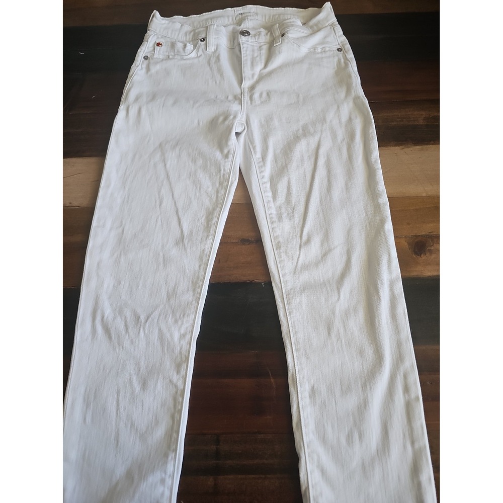 Hudson Krista Super Skinny Ankle Jeans Women's 28 White Stretch Raw Hem 0076